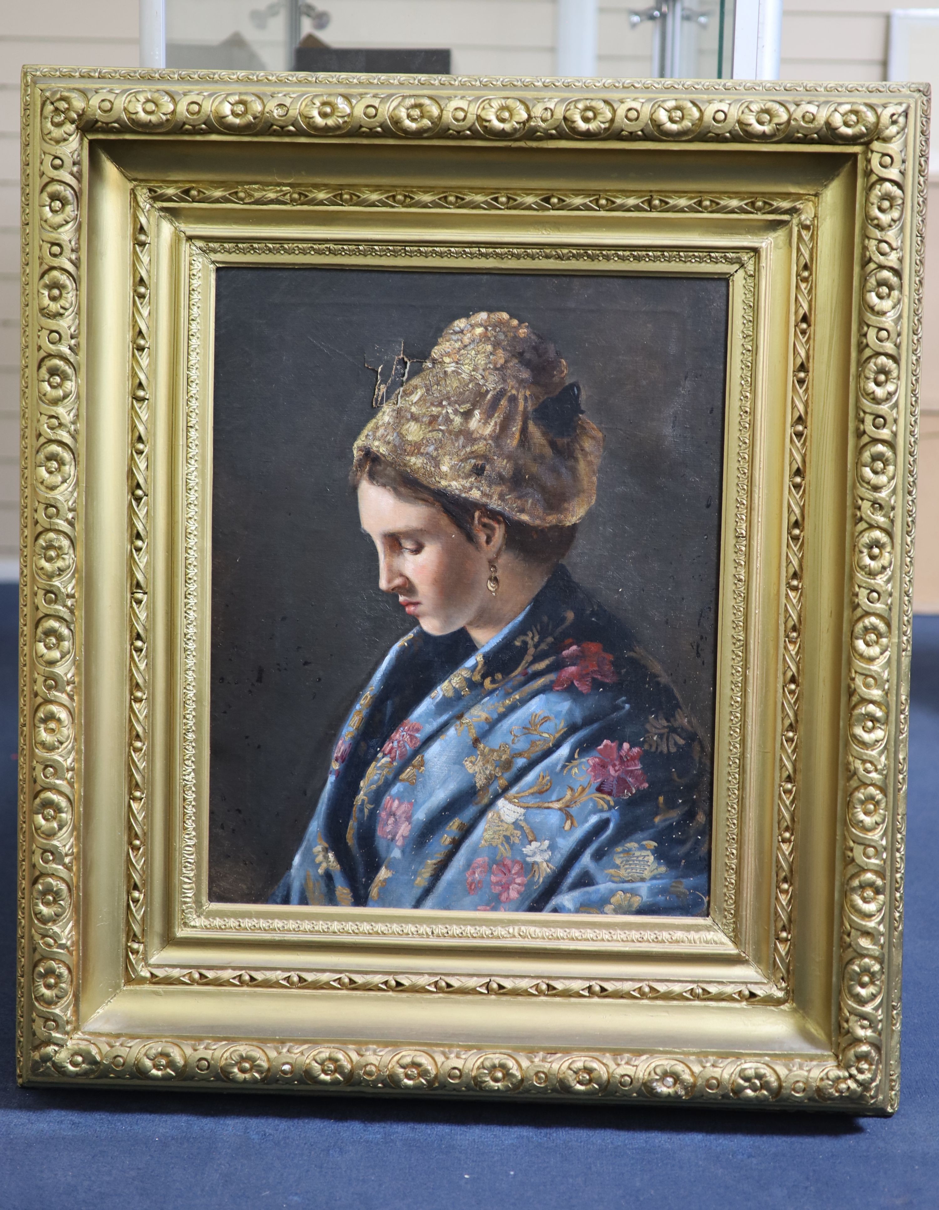 19th century Austrian School, Portrait of a lady wearing orientalist clothing, Oil on canvas, 60 x 48cm.